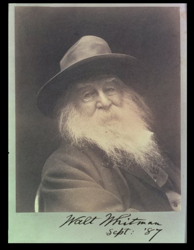 「笑う哲学者」、ウォルト・ホイットマン（1819-91）の肖像1887年9月 作： George C. Cox